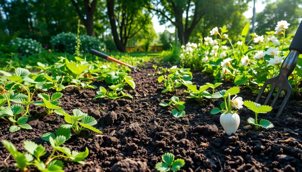 préparer le terrain pour fraises blanches